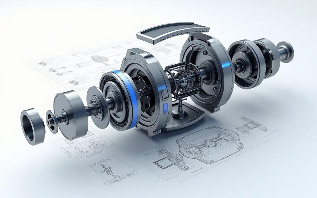 Exploded view rendering of UrbanTick watch components